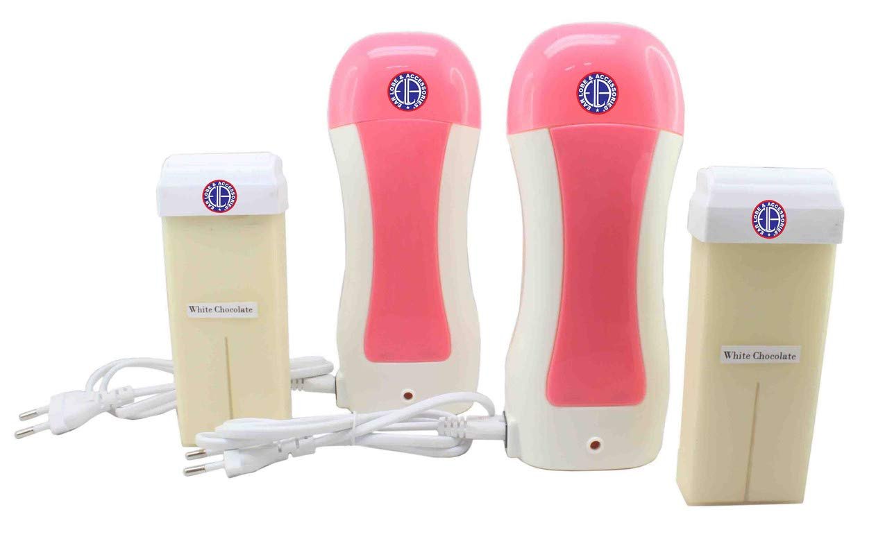 Ear Lobe & Accessories 2pcs Depilatory Wax Heater + 2pcs Roll-on Hot Depilatory Wax White Chocolate Cartridge (100g)