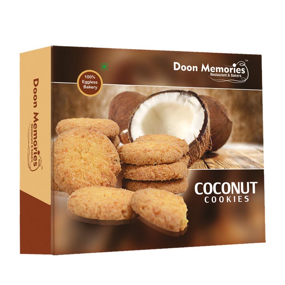 DOON MEMORIES Bakery Coconut Cookies Eggless, Healthy Fresh Vegan Biscuits 350g