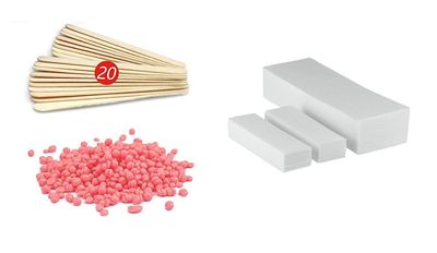 E-DUNIA Non-woven Body Wax Strips,Waxing Sticks pack of 20 Strips And Bins 200 gms (Wax Strip + Bins + Stick)