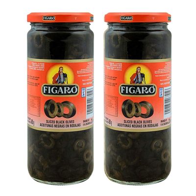 Figaro Sliced Black Olives, 15.87 oz  450 g, 2 Pack