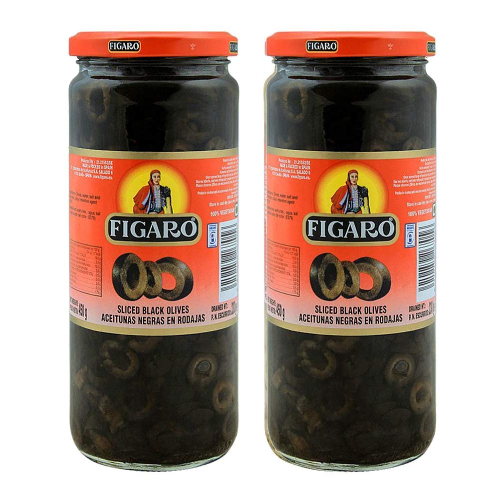 Figaro Sliced Black Olives, 15.87 oz  450 g, 2 Pack