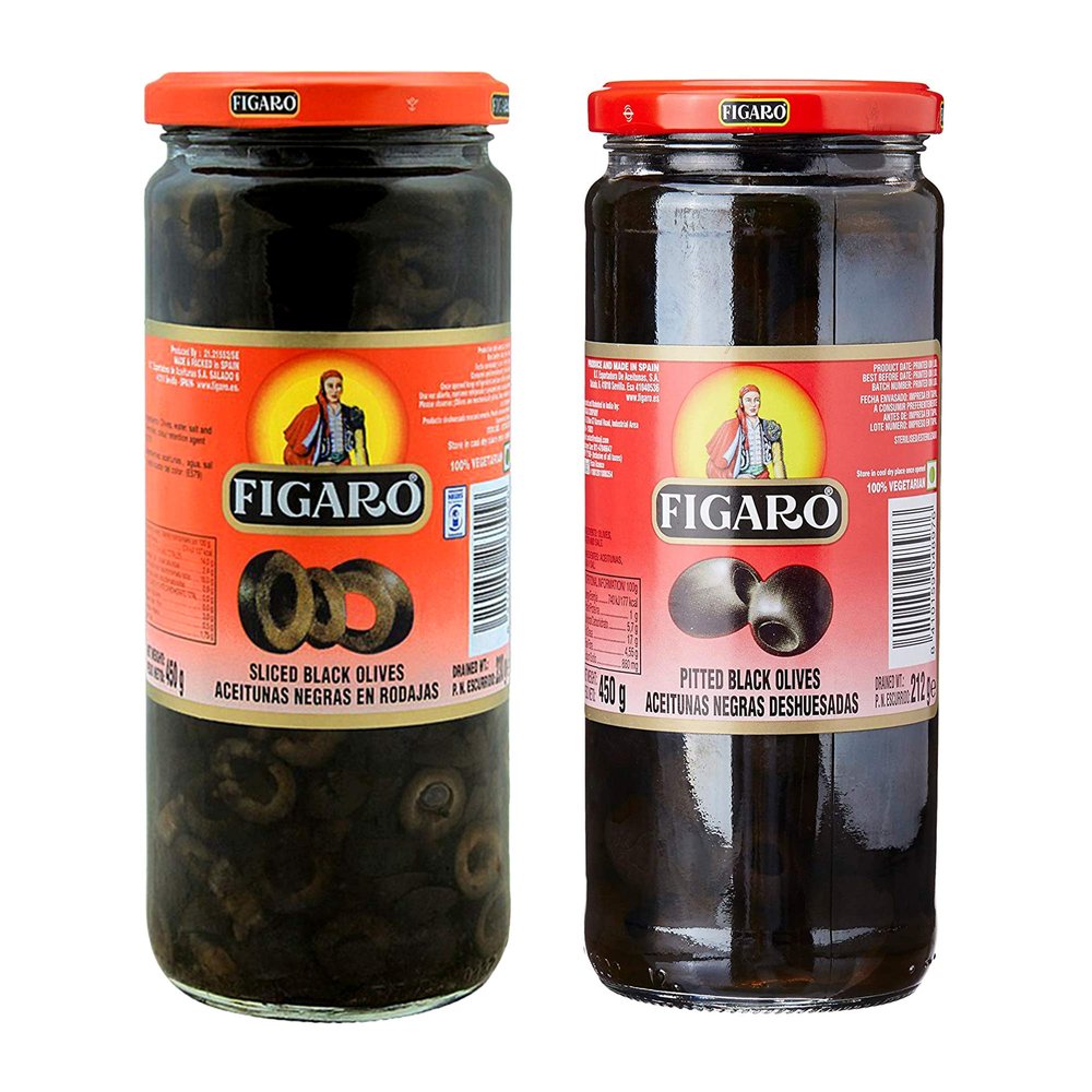 Figaro Sliced Black Olives & Pitted Black Olives, 31.75 oz 900 g, Variety Pack