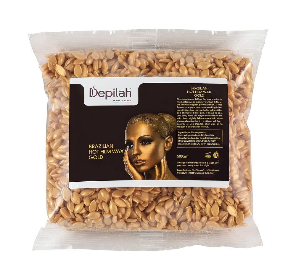 DEPILAH Brazilian Face Wax For Women | 500 gm Golden Stripless Face Wax for Women | Full Body Hair Removal | Katori Beans Vegan | Non-Strip Formula | Suitable For Sensitive Areas