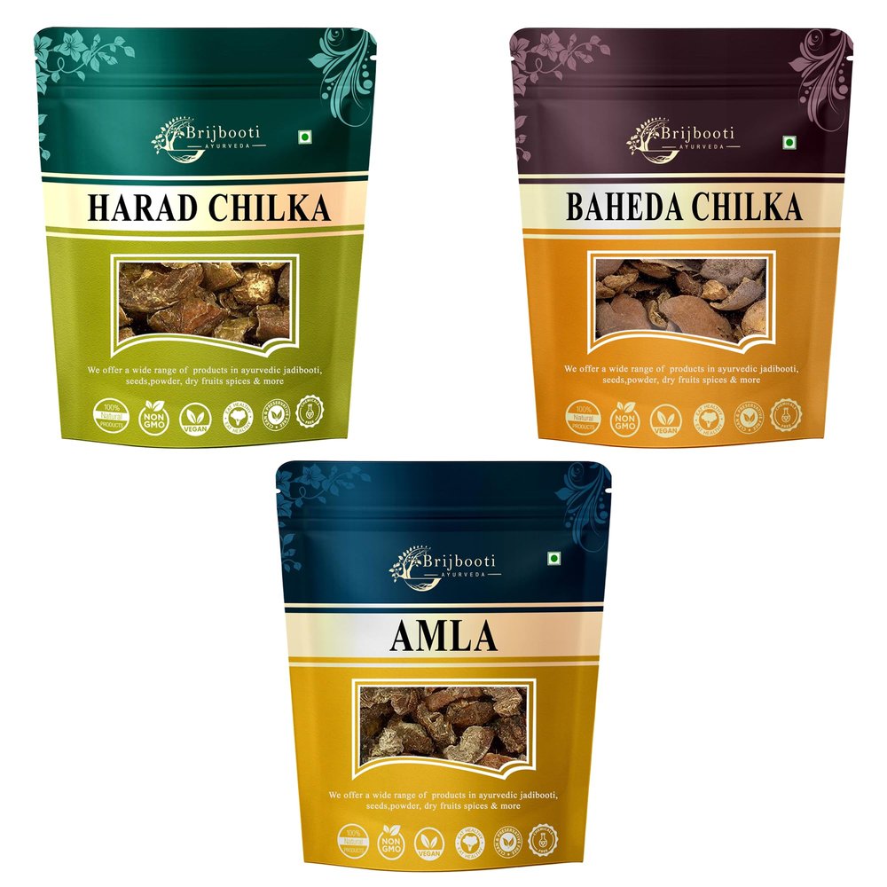 Brijbooti Harad Baheda Amla Raw 300 Gram | 100 Gram Each | (Pack of 3)