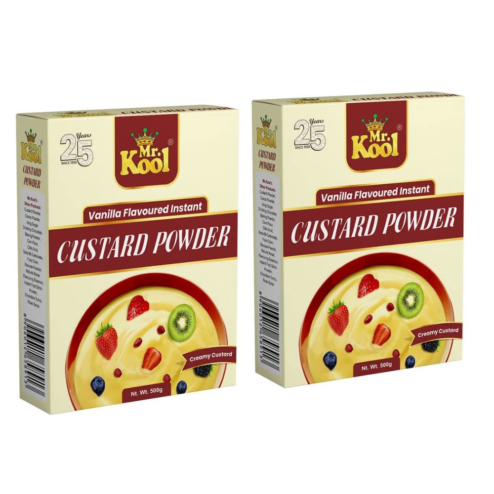 Mr. Kool Custard Powder 500gm X 2 Pack Makes Smooth & Creamy Custard Delightful & Mouthwatering Rich & Creamy Texture Easy To Prepare