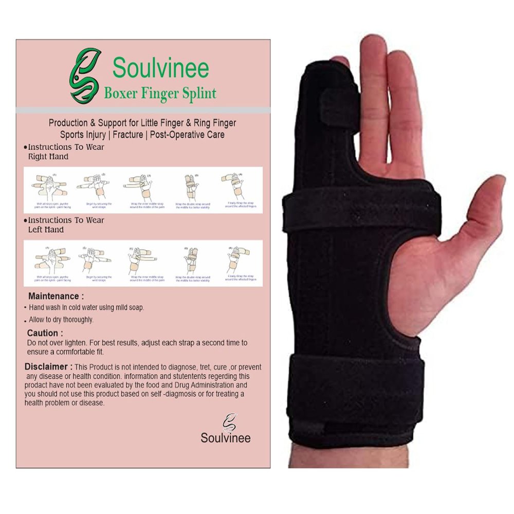 GoodsHealthShop Boxer Finger Splint - Metacarpal Finger Splint Right Removable Splint for Boxers Fracture - Little and Ring Finger Protection - Fits Left or Right Hand Brace (Small,Neoprene)