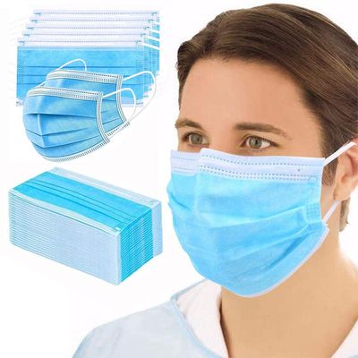 GreatDio Non Woven Fabric 3 Layer Surgical Mask Pollution Face Dust Surgical Disposable Mask With Nose Pin (300 Pack)