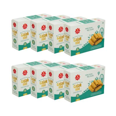 SAHU GAJAK BHANDAR Crispy Gajjak Roll 2800 Gm (Pack of 8 Boxes Each 350) | Chikki | Gachak | Gazak | Gazzak | Tilkut | Sesame Bar | Jaggery Sweets & Snacks