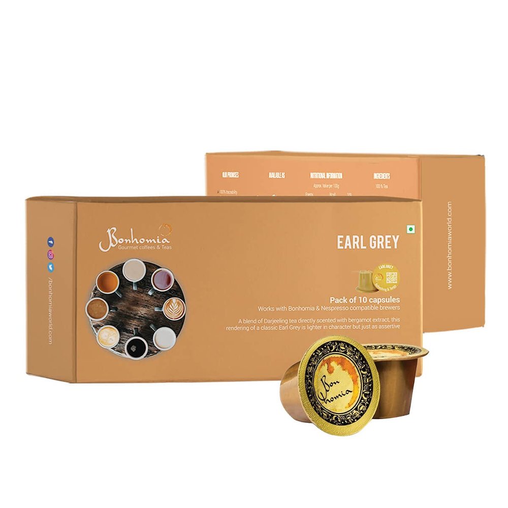 Bonhomia Earl Grey - Refreshing & Tangy Tea, Nespresso Compatible Pods, 30 Tea Capsules