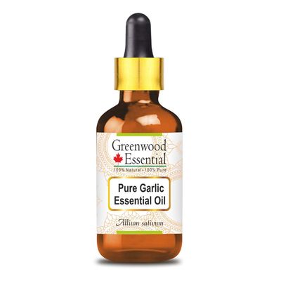 Greenwood Essential Garlic Essential Oil (Allium sativum) with Glass Dropper Pure | Non-Sticky | Non-greasy | Lightweight | Men & Women | All Skin Types | Steam Distilled 30ml