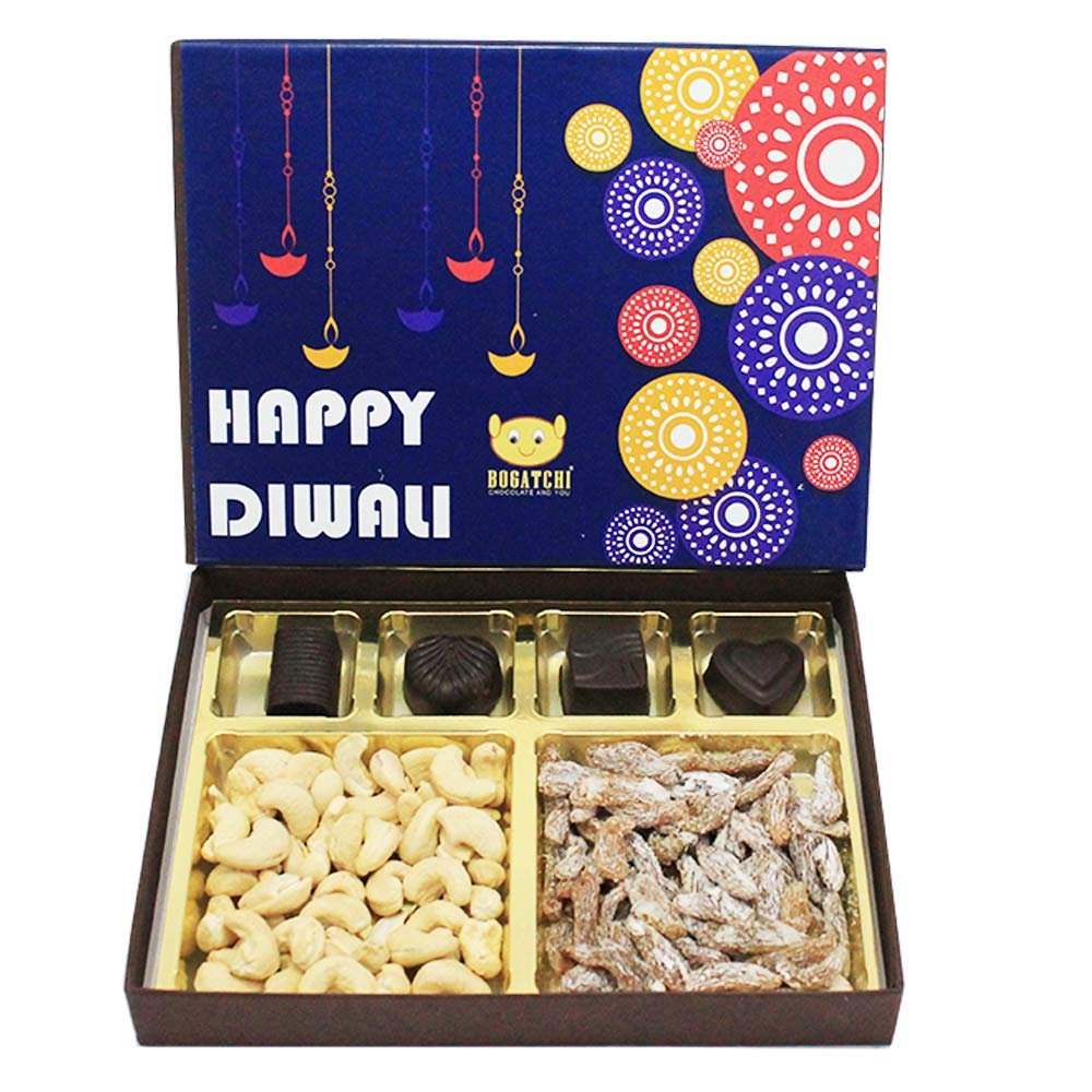 BOGATCHI Diwali Gift Hamper, Dry Fruits and Chocolate Combo, 150g