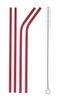 Ash & Roh - Reusable Stainless Steel Drinking Straws,8.5 Inches (2 Bend & 2 Straight Straws, 1 Cleaning Brush) (RED) view 1