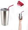 Ash & Roh - Reusable Stainless Steel Drinking Straws,8.5 Inches (2 Bend & 2 Straight Straws, 1 Cleaning Brush) (RED) view 4