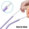 Ash & Roh - Reusable Stainless Steel Drinking Straws,8.5 Inches (2 Bend & 2 Straight Straws, 1 Cleaning Brush) (PURPLE) view 2