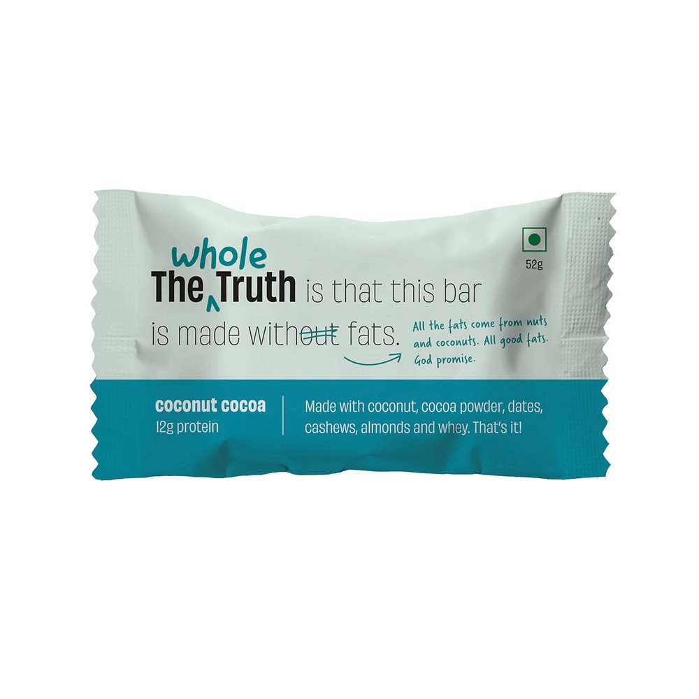 The Whole Truth - Protein Bars - Coconut Cocoa | Pack of 6 x 52g each | No Added Sugar | No Added Preservatives | No Gluten or Soy | No Artificial Sweeteners | All Natural
