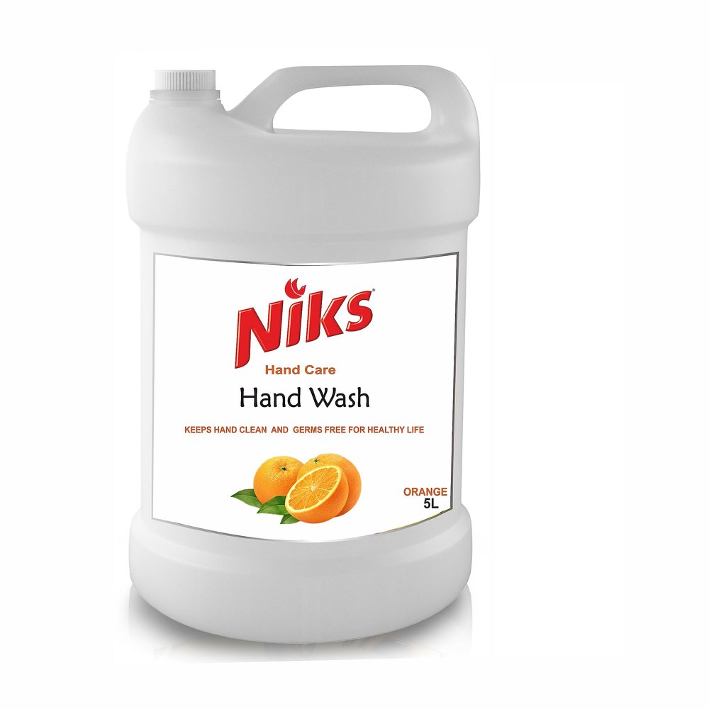Niks Premium Hand Wash Liquid Gel 5L Refill Pack. (5000ml) Orange | Anti Bacterial | Makes Hand Soft | No harmful chemicals |