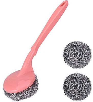 BlueFinger Steel Scrubber with Handle - Pack of 1: Efficient Kitchen and Utensil Cleaning, Comes with 2 Additional Scrubbers for Dishwashing