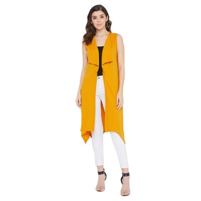 HYPERNATION Yellow Color Cotton Sleeveless Women's Shrugs(HYPW02941,XL)
