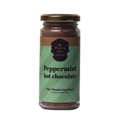 The Wandering Bean Rich chocolate and Cocoa Powder Peppermint Flavoured | 100% Natural, Vegan and Gluten-Free | Enjoy Hot or Cold (150 Grams) Gift Festive