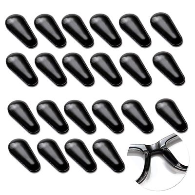 12 Pairs Adhesive Eye Glasses Nose Pads, Water-Drop Shape Stick on Anti-Slip Soft Silicone, Adhesive Nose Pads Glasses Nose Pad for Glasses, Eyeglasses and Sunglasses 2.5mm Black
