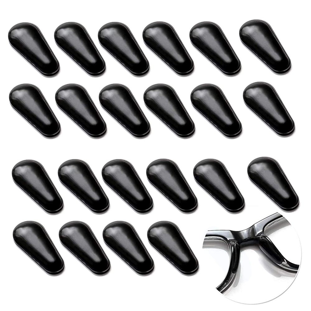 12 Pairs Adhesive Eye Glasses Nose Pads, Water-Drop Shape Stick on Anti-Slip Soft Silicone, Adhesive Nose Pads Glasses Nose Pad for Glasses, Eyeglasses and Sunglasses 2.5mm Black