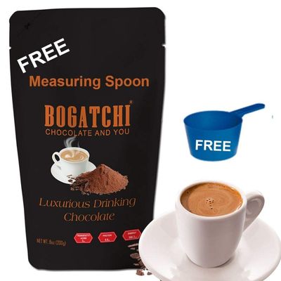 BOGATCHI Luxurious Hot Chocolate Drink Powder, Drinking Chocolate Powder, Gluten Free | Tasty | Vegan , Dark Chocolate Drinking Powder, 200g , Free Measuring Spoon