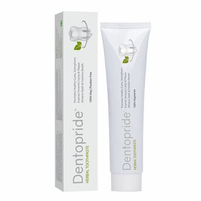 Dentopride Herbal Toothpaste 100 gm | With Akarkara, Babool, Bakul |Paraben free | (100 gm - Pack Of 1)