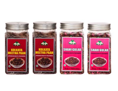 CHAMRIA TULSI KOLKATA MEETHA PAN 100GMS X 2 PCS + SHAHI GULAB 160 X 2 PCS (4PCS UNIQUE COMBO OF MUKHWAS/MOUTH FRESHENERS)