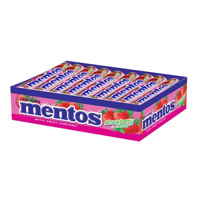 Mentos, Strawberry Flavour, Chewy Candy Stick Pack, 655.2 Gram- Pack of 18