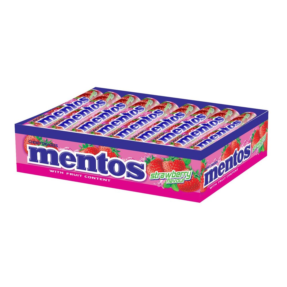 Mentos, Strawberry Flavour, Chewy Candy Stick Pack, 655.2 Gram- Pack of 18