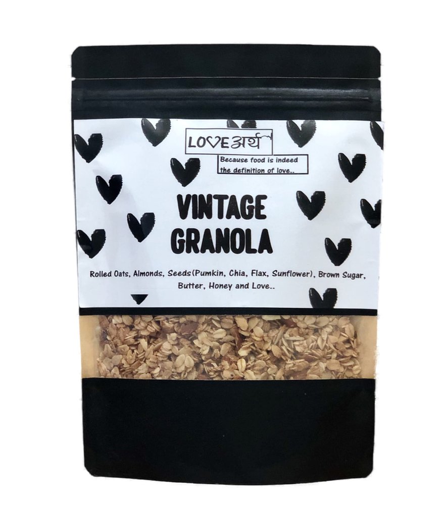 LoveArth Vintage Granola | High Protein Breakfast Cereal | Oats, Almonds & Super Seeds | Fibre-Rich Muesli | Clean Label, Gluten-Free, No Preservatives | Adult & Kids | 500g