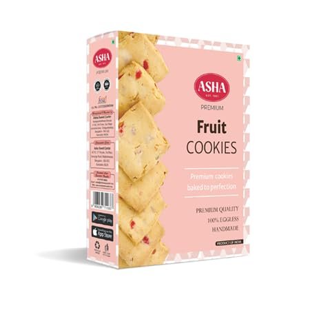 ASHA Sweets Premium Handmade Fruit Cookies 200g-Pack of 2|Healthy & Tasty Biscuit Treat for Kids & Guests|No Preservatives|Deliciously Fresh & Crunchy Cookies Gift Hamper Box for Friends & Family