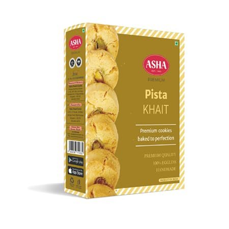 ASHA Sweets Premium Handmade Pistachio Cookies 200g-Pack of 2|Healthy & Tasty Biscuit Treat for Kids & Guests|No Preservatives|Deliciously Fresh & Crunchy Cookies Gift Hamper Box for Friends & Family
