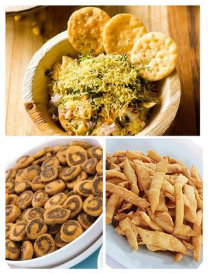 Anuvan Feel The Utsav Tasty Namkeen Combo Mini Bhakarwadi 400G + Chaat Papadi 400G + Namkeen para 200G