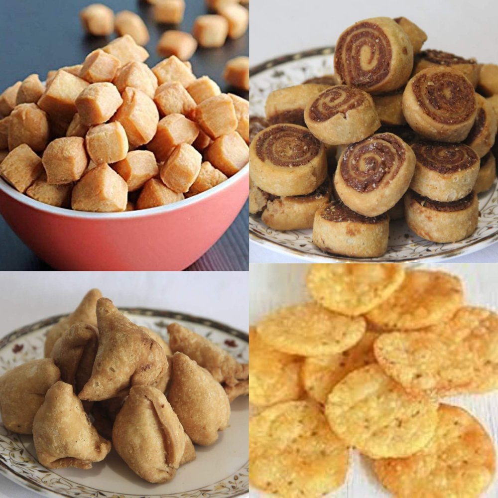 Anuvan Feel The Utsav Festival Combo Chaat Papadi 400G + Mini Samosa 200G + Bhakharwdi 200G +Meethe para 200G (1000G)