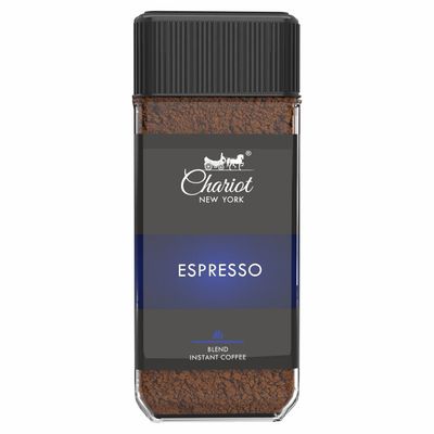 Chariot New York Espresso Blend Instant Coffee 100g | 100% Pure Arabica | Agglomerated Premium Coffee Powder | Strong, Bold & Aromatic Flavor | Easy to Prepare Hot & Cold Coffee