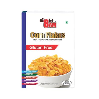 8AM Corn Flakes Gluten Free 300g, 99% Fat Free, & Cholesterol Free, Trans Fat, Artificial Additives, Crunchy & Delicious, Nutritious Whole Grain Breakfast Cereal