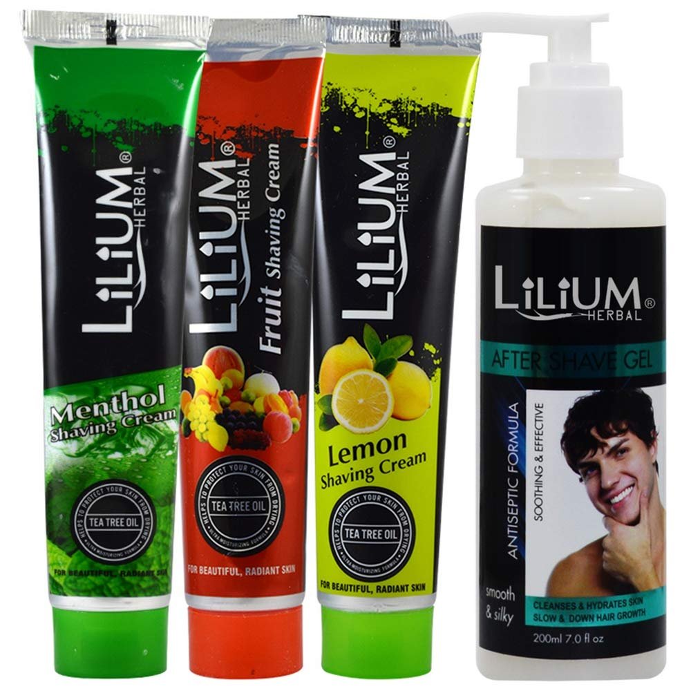 Adbeni Combo - Lilium Shaving Cream & After Shaving Gel For Men, Pack of 4, (GC835)