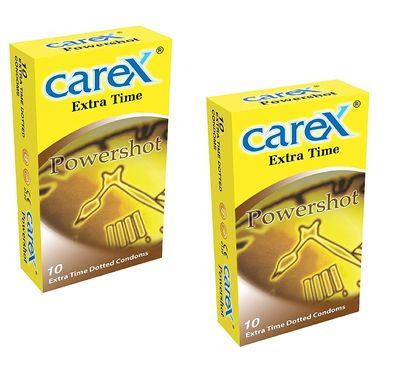 JIHB Carex Powershot 10 Extra Time Dotted Condoms X 2