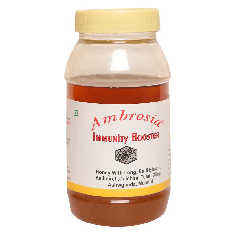 Ambrosia Immunity Booster Honey in 400 gram pack Contains Extract of Clove(Long), Large Cardamom(Badi Elaichi), Black paper(Kalimirch), Cinnamon(Dalchini), Basil(Tulsi), Giloy, Ashwagandha, Mulethi without Essence
