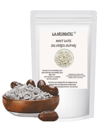 Aromatic Village Silver Coated Mint Dates Supari-50gm/Indian Style mukhwas/Mouth freshner