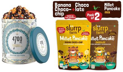 4700BC Popcorn & Slurrp Farm Pancake Mix- Nutty Tuxedo Chocolate Popcorn, 125g & Pancake mix,150g, (Pack of 2)