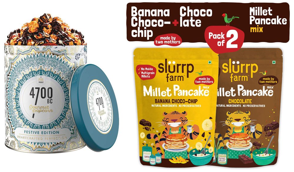 4700BC Popcorn & Slurrp Farm Pancake Mix- Nutty Tuxedo Chocolate Popcorn, 125g & Pancake mix,150g, (Pack of 2)
