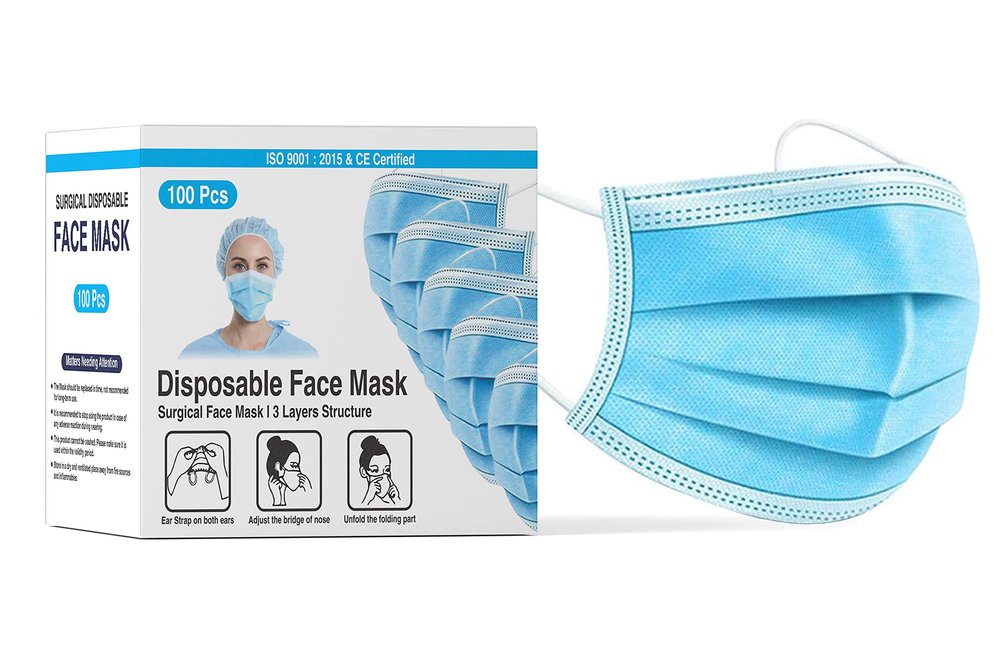 DALUCI Nonwoven Fabric Disposable 3Ply Surgical Face Mask (Blue, Without Valve, Pack of 100) for Unisex