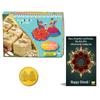 BOGATCHI Diwali Sweets Box, Cultural Indian Sweet - Soan Papdi, 200g + Free Gold Plated Coin with Laxmi-Ganesh and Yantra Engraved, Free Diwali Greeting Card view 1