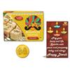 BOGATCHI Diwali Sweets Box, Traditional Indian Sweet - Soan Papdi, 200g + Free Gold Plated Coin with Laxmi-Ganesh and Yantra Engraved, Free Diwali Greeting Card view 1
