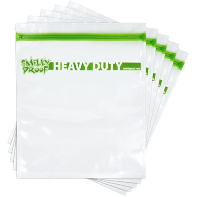 REUSABLE STORAGE BAGS by Smelly Proof, Large HEAVY DUTY 5-mils US-Made BPA FREE, NO PEVA, Dishwasher-Safe Reusable Freezer Bags CLEAR FLAT Quart 10" x 8.5" 5pk