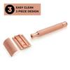 Hajamat Scythe Double Edge Safety Razor for Men| Stainless Steel metal | Classic Single blade razor | Traditional DE closed comb razor| Premium Rose Gold finish| fits all double edge blades view 3
