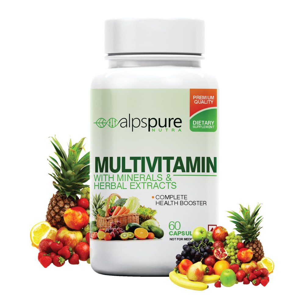ALPSPURE NUTRA Multivitamin- Complete Health Booster- With Herbal Extracts and Minerals- 60 Capsules
