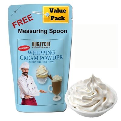 BOGATCHI Whipping Cream Powder, Gluten Free | Tasty | Non GMO , Dark Chocolate Drinking Powder, 180g , Free Measuring Spoon